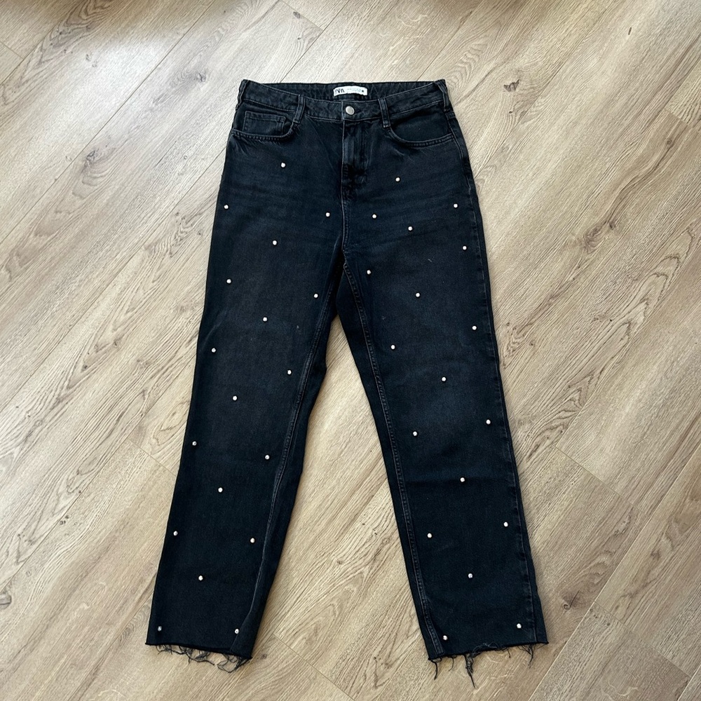 Zara Charcoal Studded Denim Pants